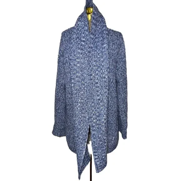 Larry Levine Blue Open Front Sweater Cardigan Thigh Length Womens Size Medium - Picture 4 of 8
